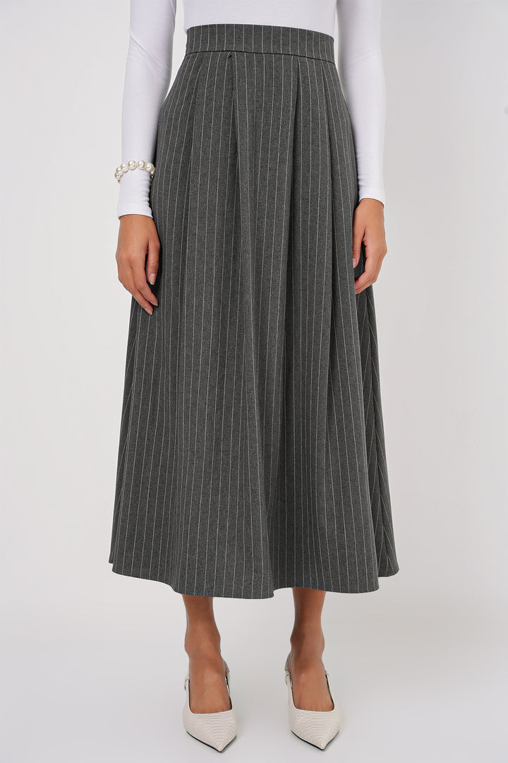 BGD Women Striped Long Skirt - Anthracite - Apaseo el Grande