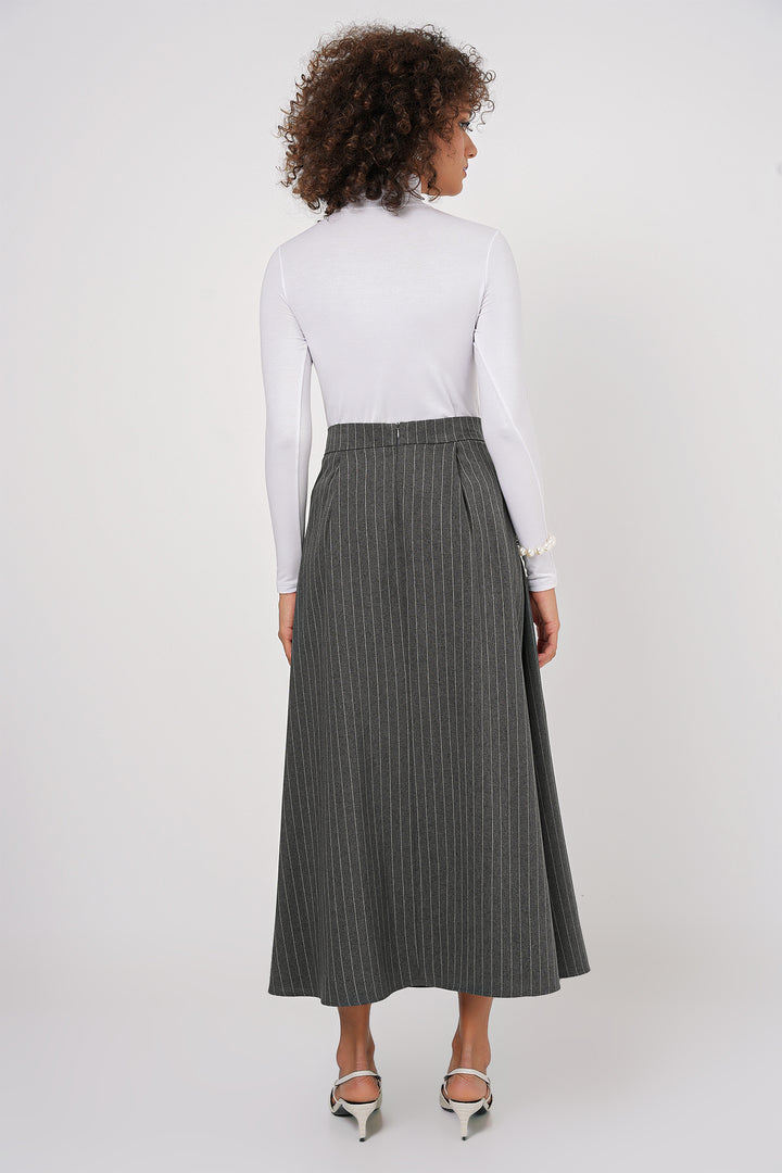 BGD Women Striped Long Skirt - Anthracite - Apaseo el Grande