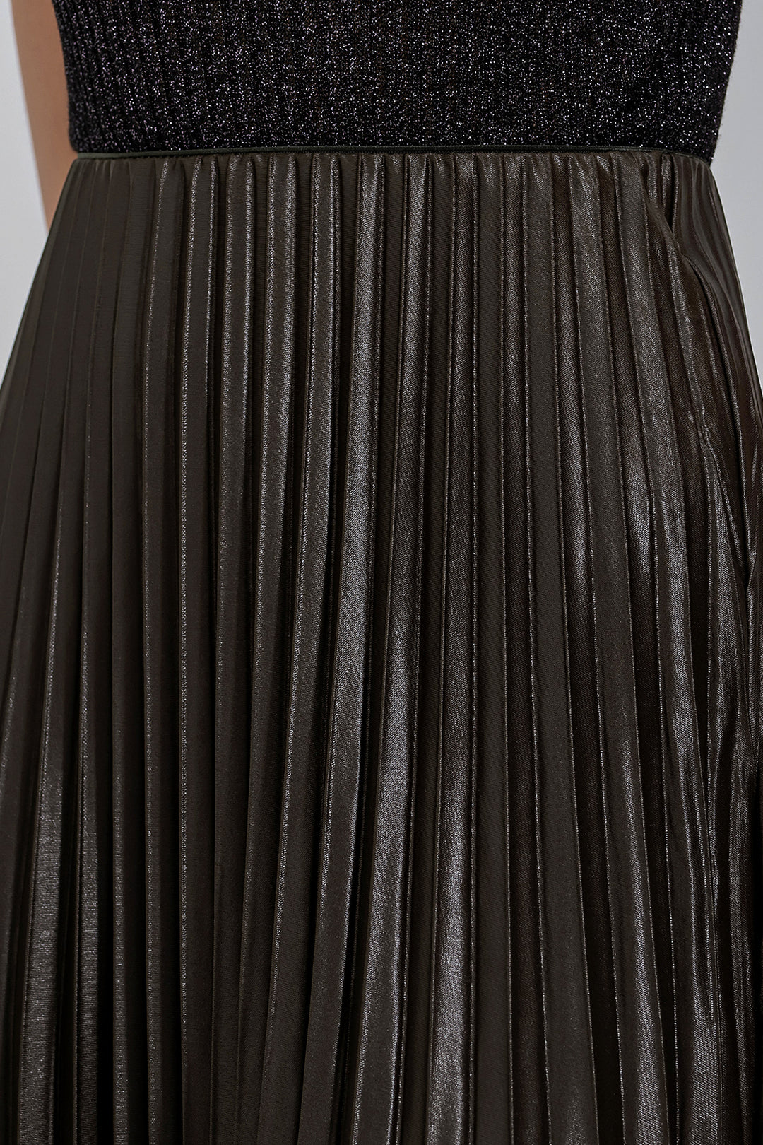 BGD Women Faux Leather Pleated Skirt - Khaki - Whitney