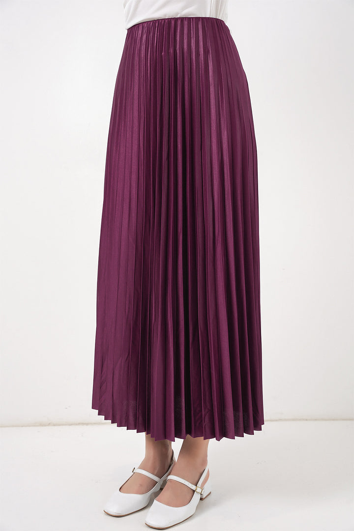 BGD Women Faux Leather Pleated Skirt - Purple - Country Club