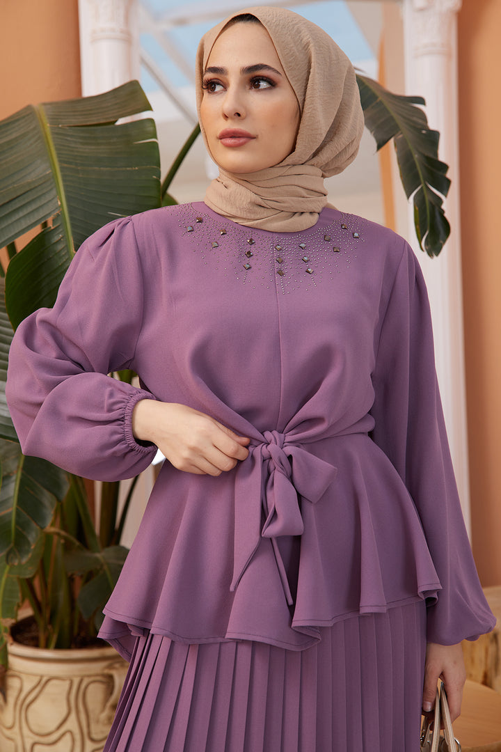 بدلة تنورة نسائية من ZRF - أرجواني - قبعة طبية