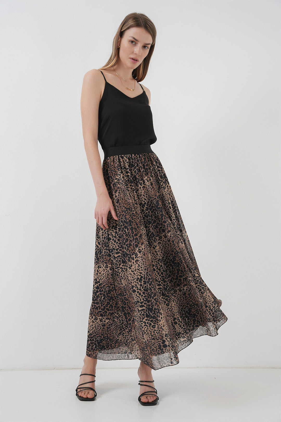 BGD Women Long Chiffon Skirt - Beige - Clifton Park