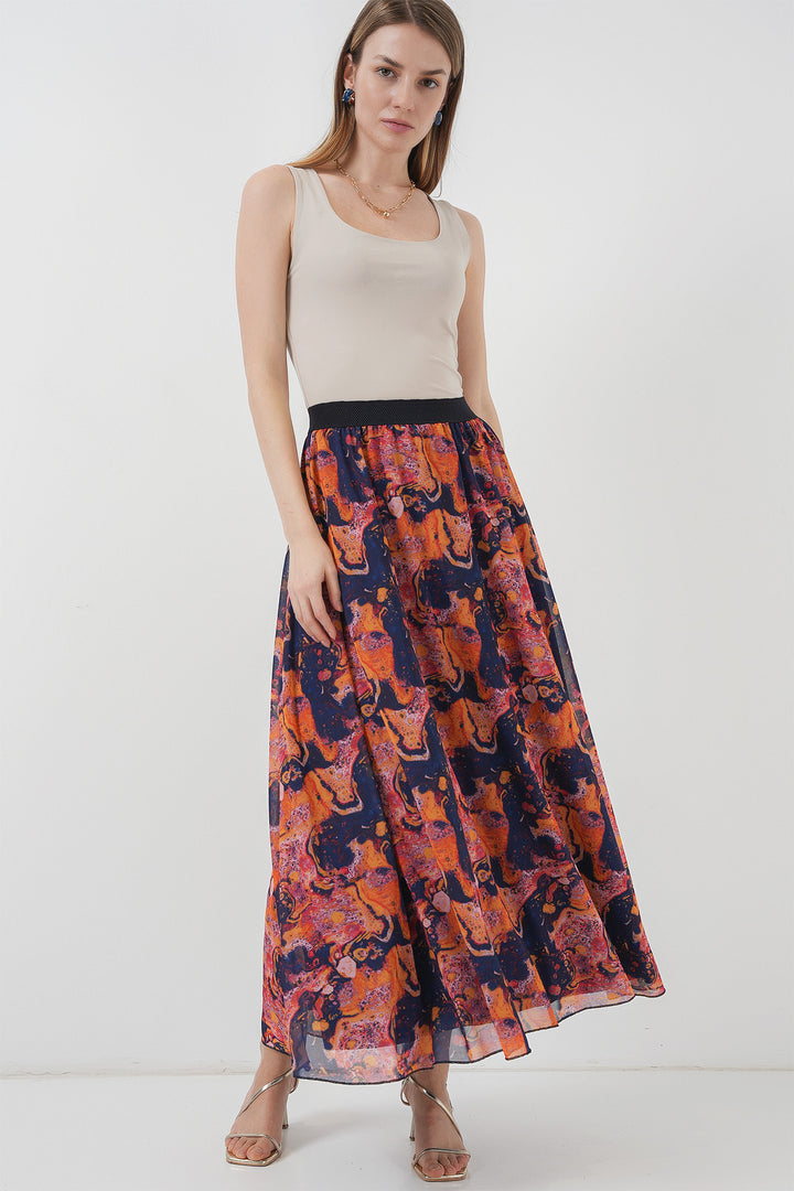 BGD Women Long Chiffon Skirt - Orange - Cottage Grove