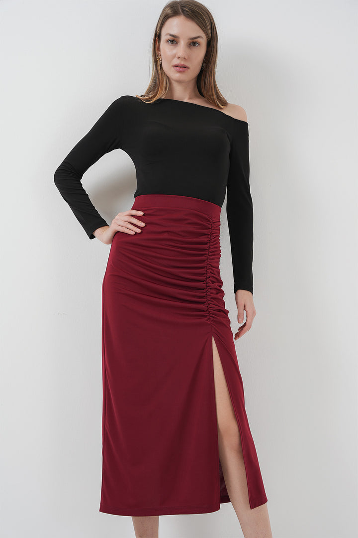 BGD Women Sandy Slit Skirt - Burgundy - Brantford