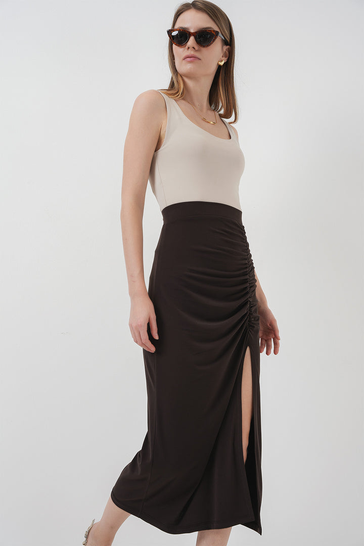 BGD Women Sandy Slit Skirt - Brown - Mentor