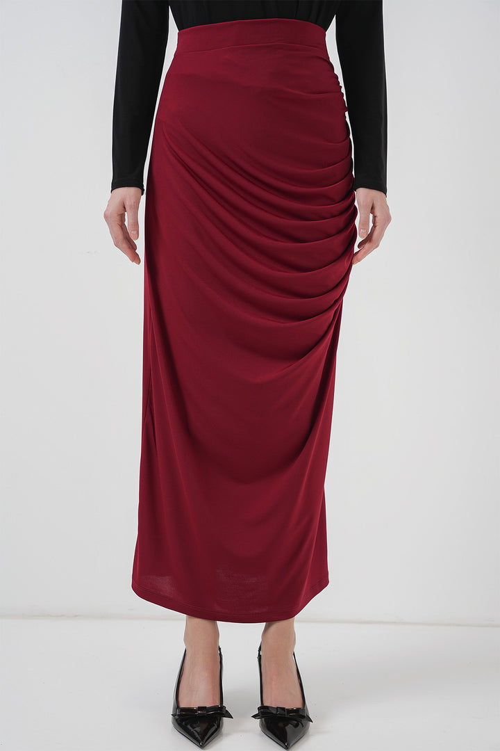 BGD Women Pleated Midi Skirt - Burgundy - Alhaurín de la Torre