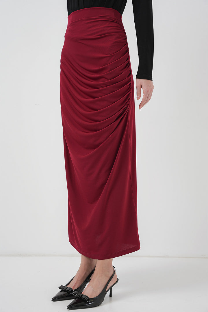 BGD Women Pleated Midi Skirt - Burgundy - Alhaurín de la Torre