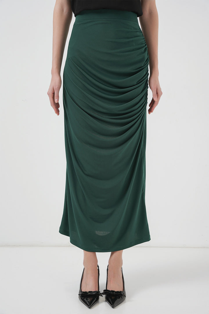 BGD Women Pleated Midi Skirt - Emerald Green - Würselen
