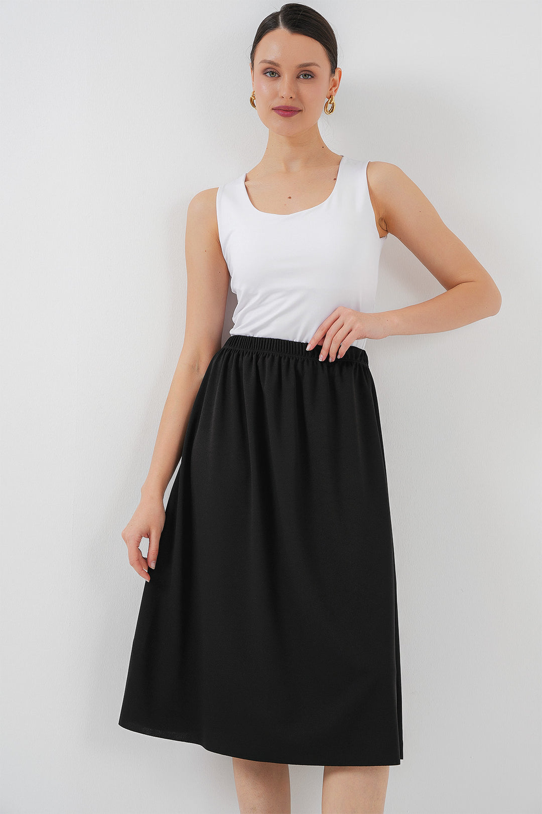 BGD Women Long Skirt Lining Petticoat - Black - Palmela