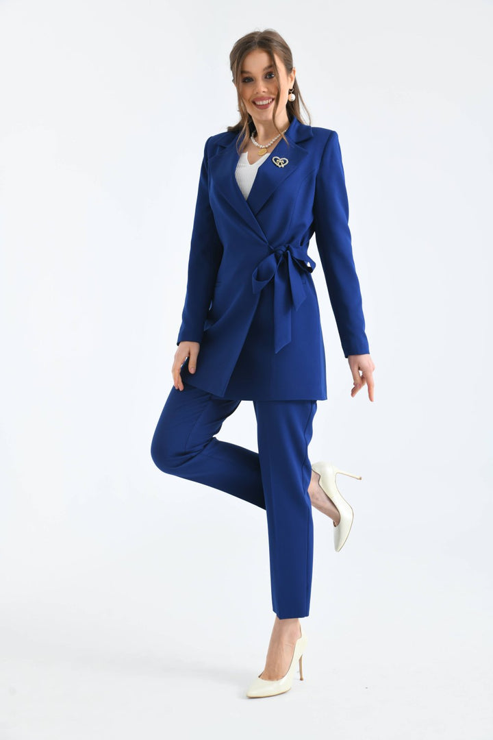 NDL Women Navy Blue Women's Suit with Patterns - Annemasse