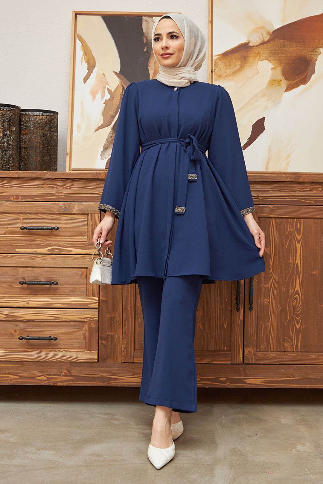 ZRF Women Spanish Flared Pants Tunic Set - Indigo - Manchester