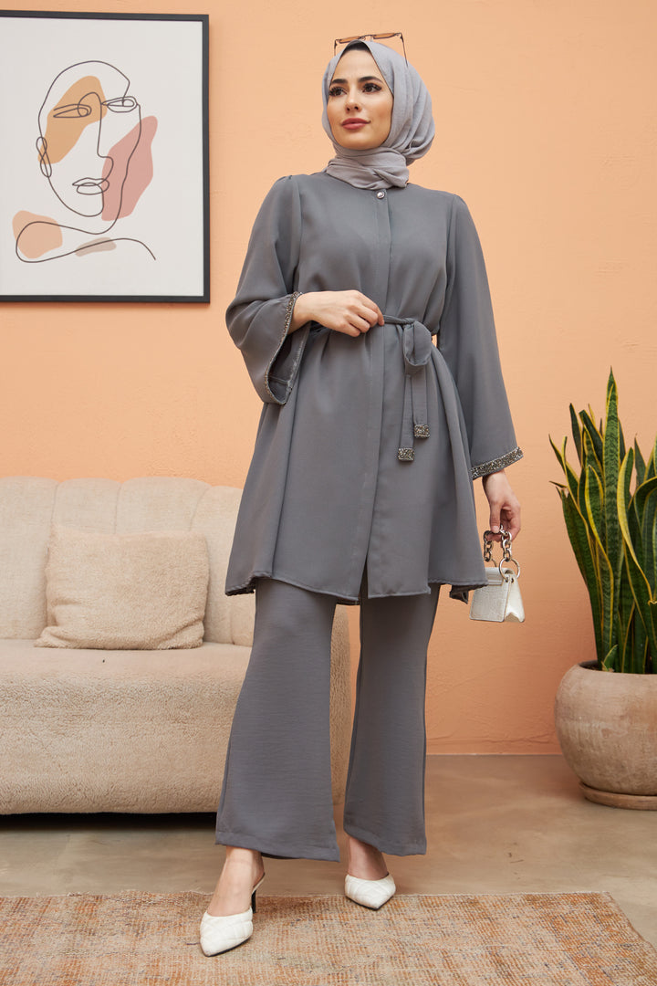 ZRF Women Spanish Flared Pants Tunic Set - Gray - Lausanne