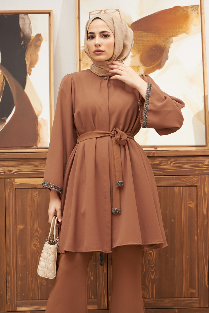 ZRF Women Spanish Flared Pants Tunic Set - Camel - Luton