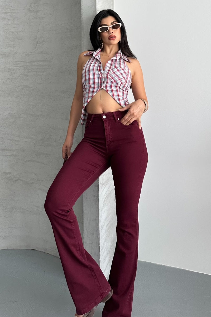 XLJ High Waisted and Flared Leg Skinny Jean Mixed - Hoover