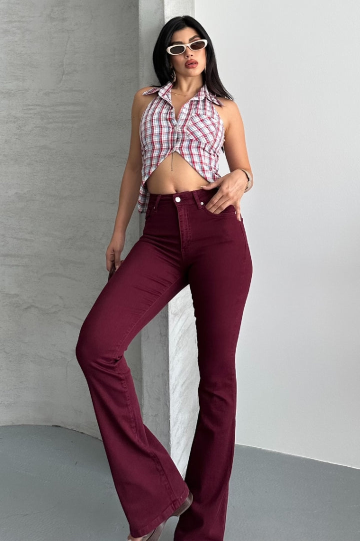 XLJ High Waisted and Flared Leg Skinny Jean Mixed - Hoover