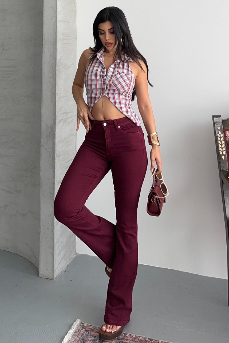 XLJ High Waisted and Flared Leg Skinny Jean Mixed - Hoover