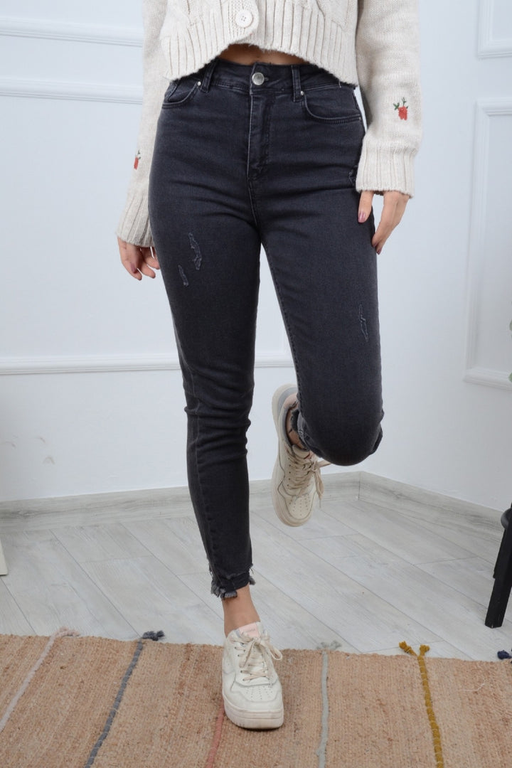 XLJ High Waisted Mom Fit Ankle Length Jean with Ripped Finish Mixed - Erding