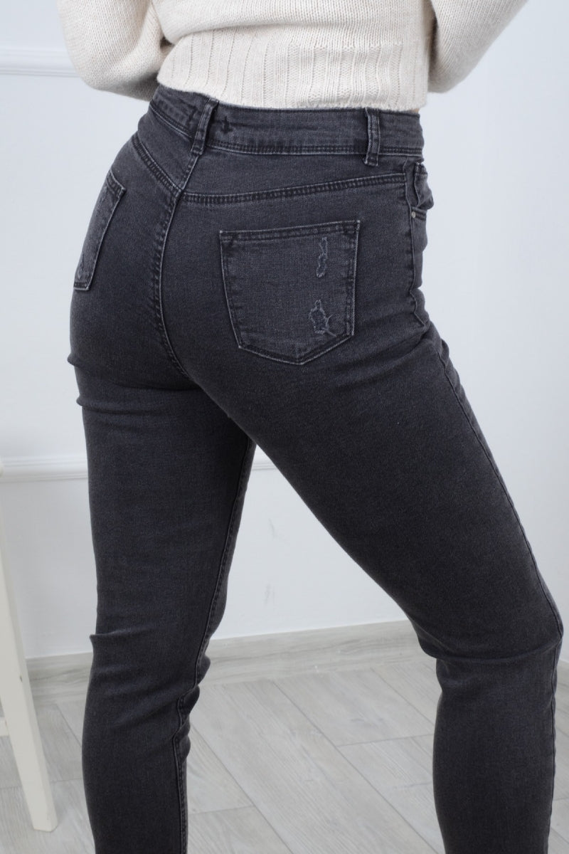 XLJ High Waisted Mom Fit Ankle Length Jean with Ripped Finish Mixed - Erding