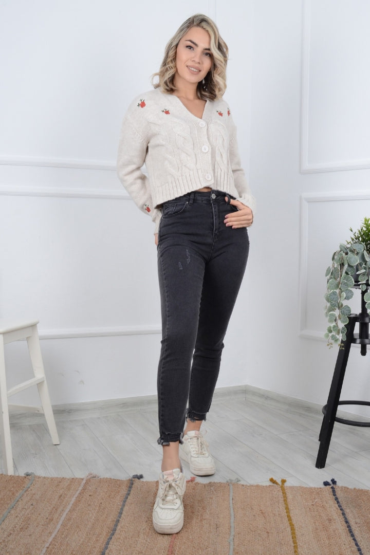 XLJ High Waisted Mom Fit Ankle Length Jean with Ripped Finish Mixed - Erding