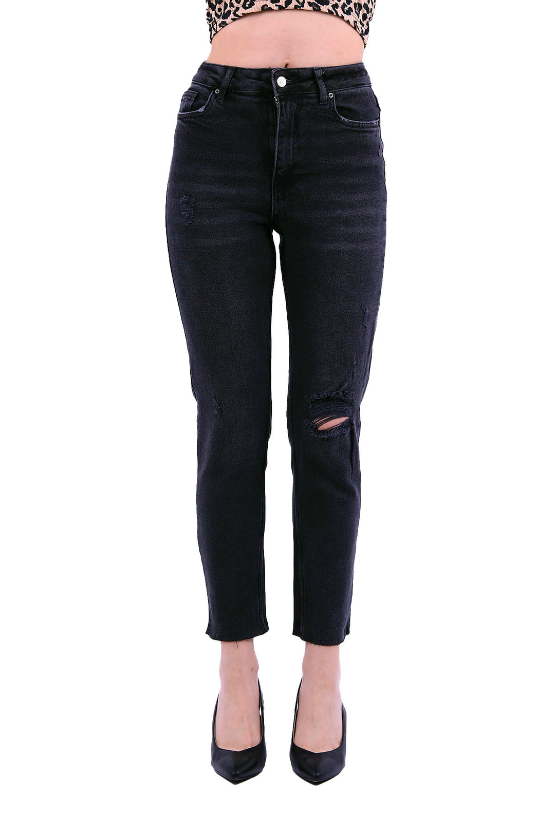 XLJ Fringe Ending Comfort Slim Ankle Length Ripped Jean Mixed - Oshkosh