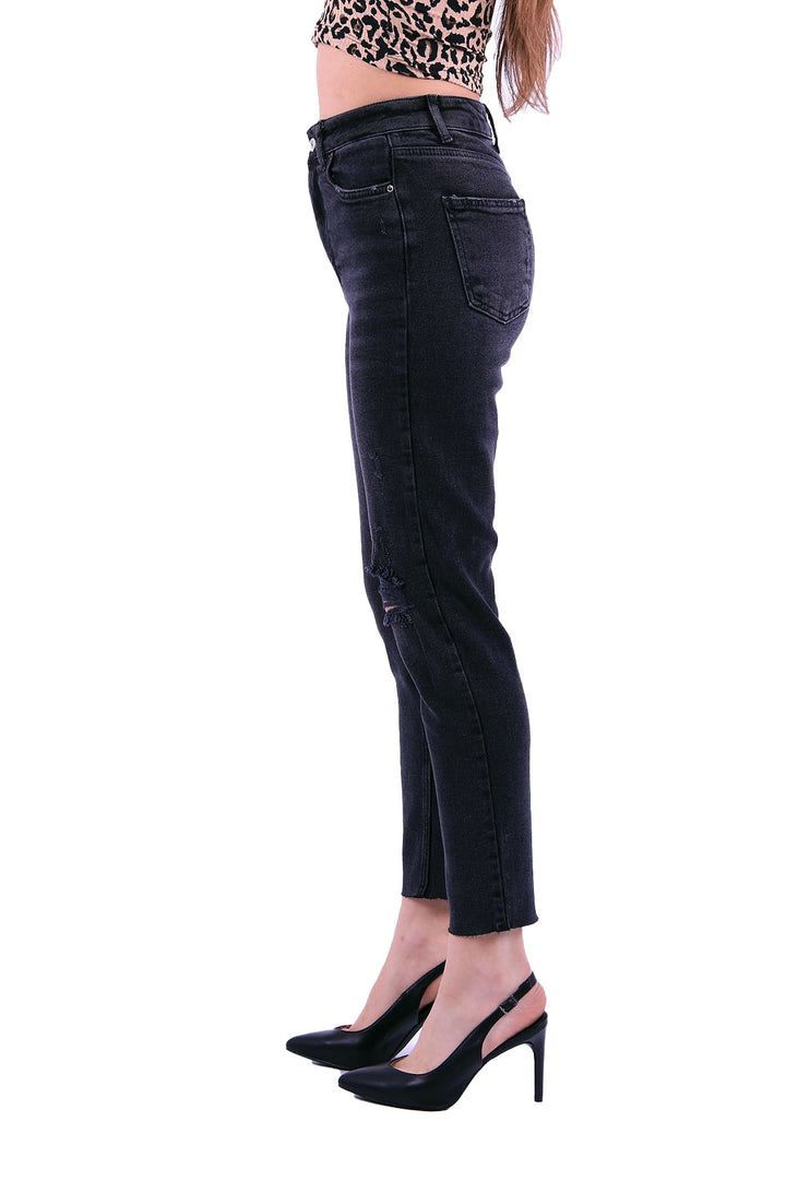XLJ Fringe Ending Comfort Slim Ankle Length Ripped Jean Mixed - Oshkosh