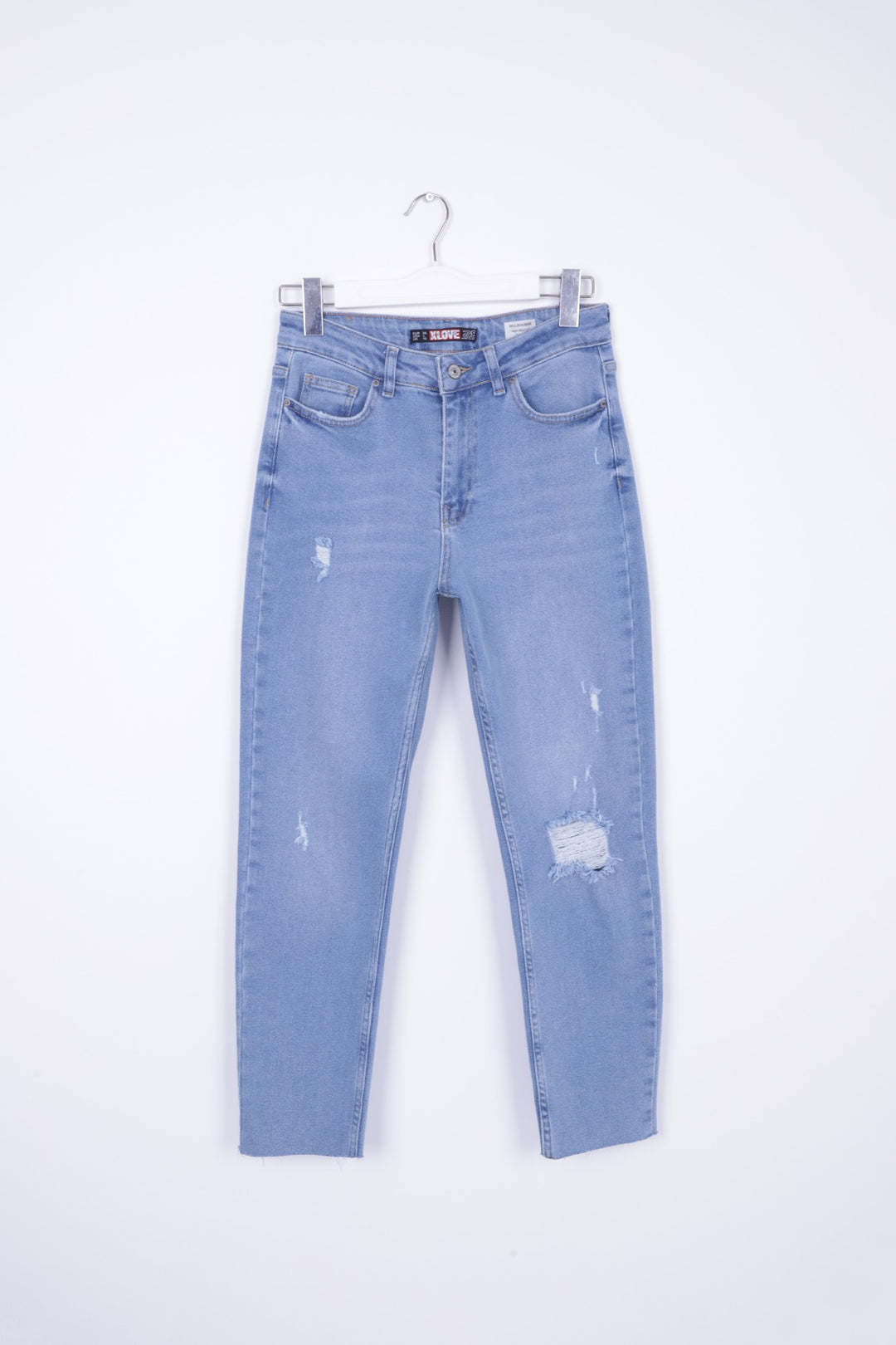 XLJ Fringe Ending Comfort Slim Ankle Length Ripped Jean Mixed - Erkelenz