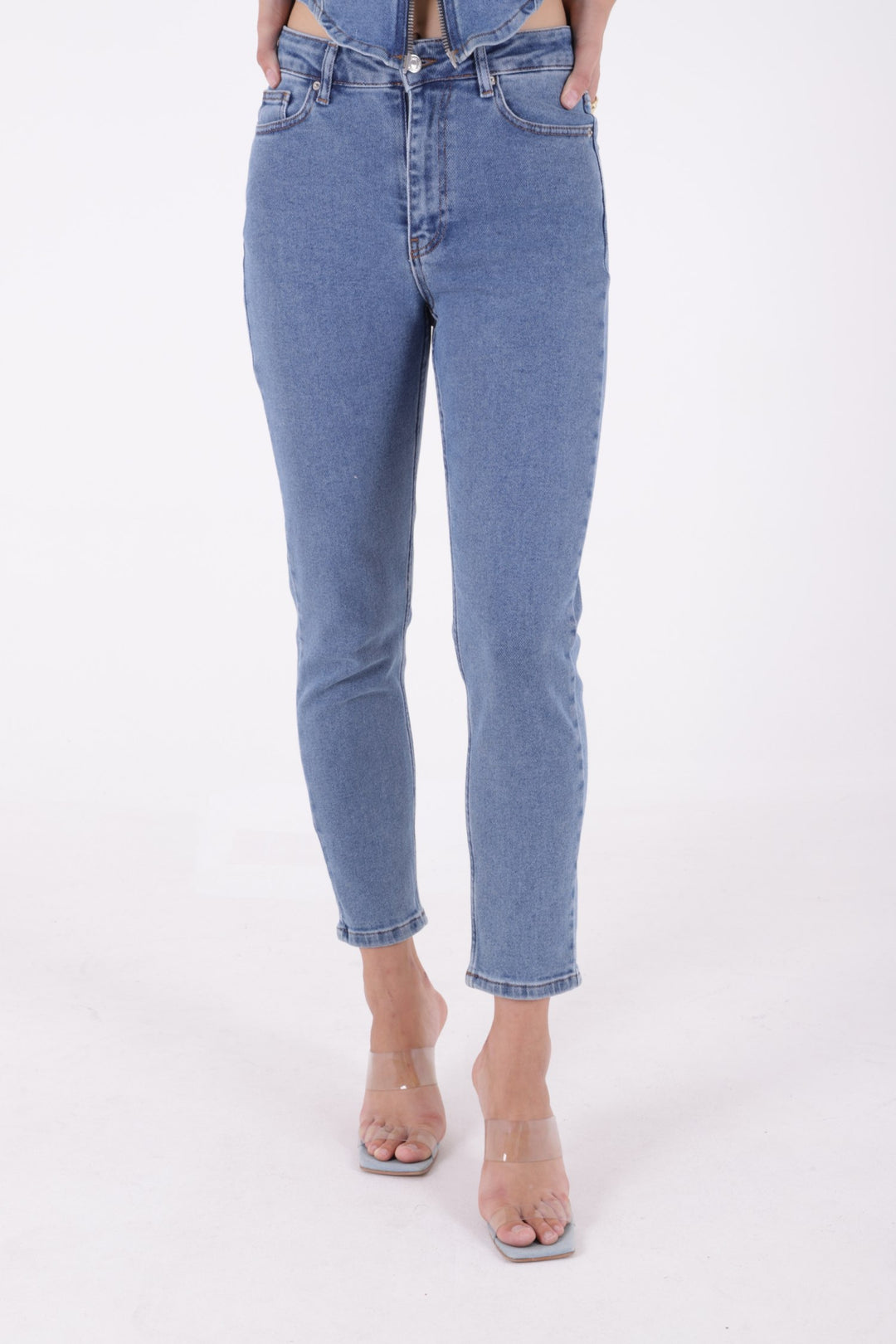 XLJ High Waisted Comfort Slim Ankle Length Jean Mixed - Braine-l’Alleud