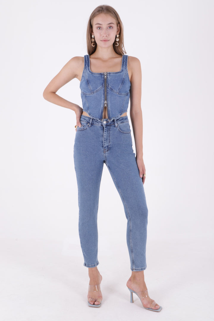 XLJ High Waisted Comfort Slim Ankle Length Jean Mixed - Braine-l’Alleud