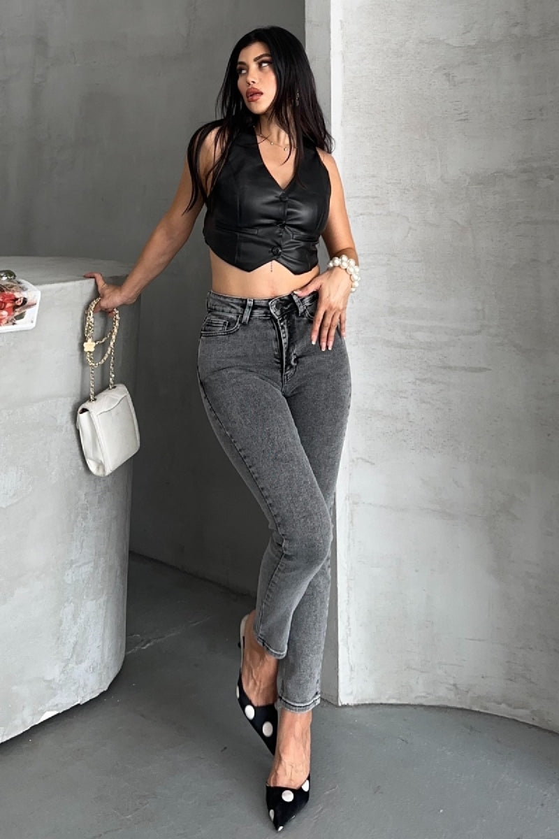 XLJ High Waisted Comfort Slim Ankle Length Jean Mixed - Seixal