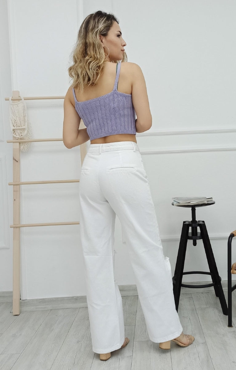 XLJ Palazzo Relaxed Wide Leg Jean with Tears on Knee Mixed - Sint-Truiden