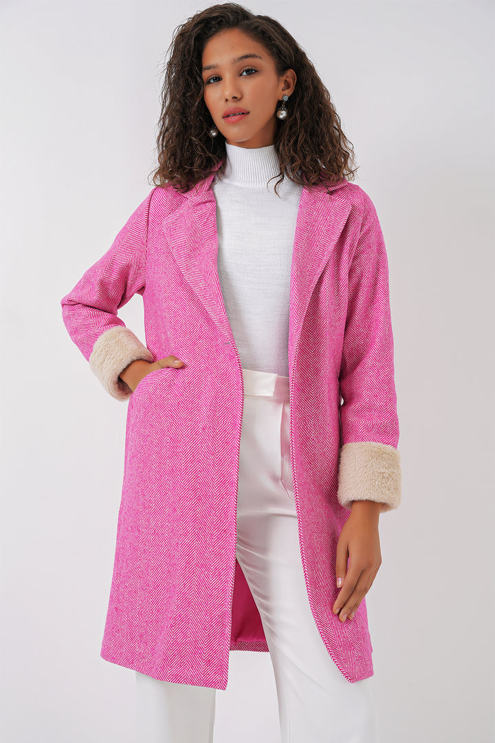 BGD Women Fishbone Stamp Coat - A.Fuchsia - Panama City
