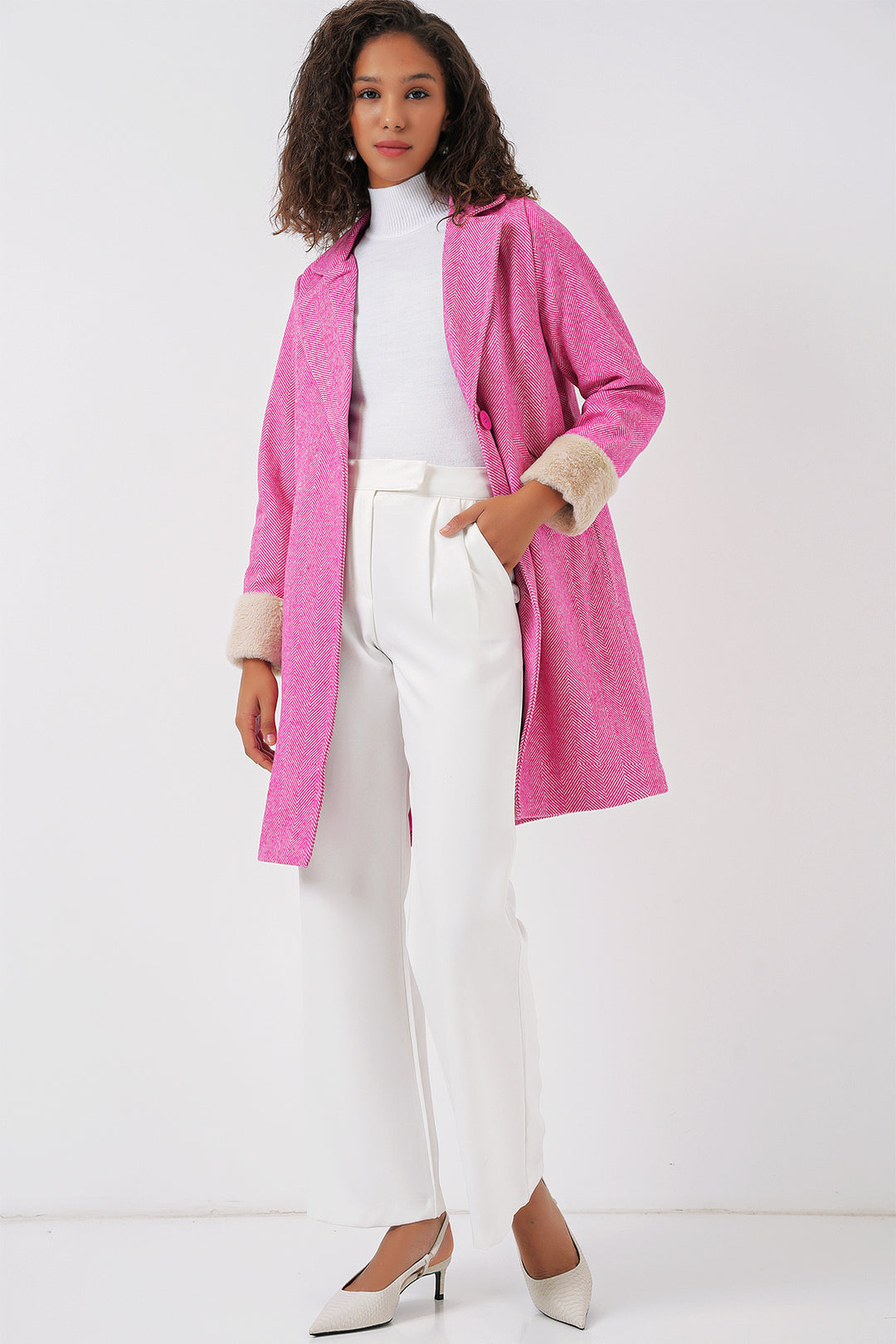 BGD Women Fishbone Stamp Coat - A.Fuchsia - Panama City