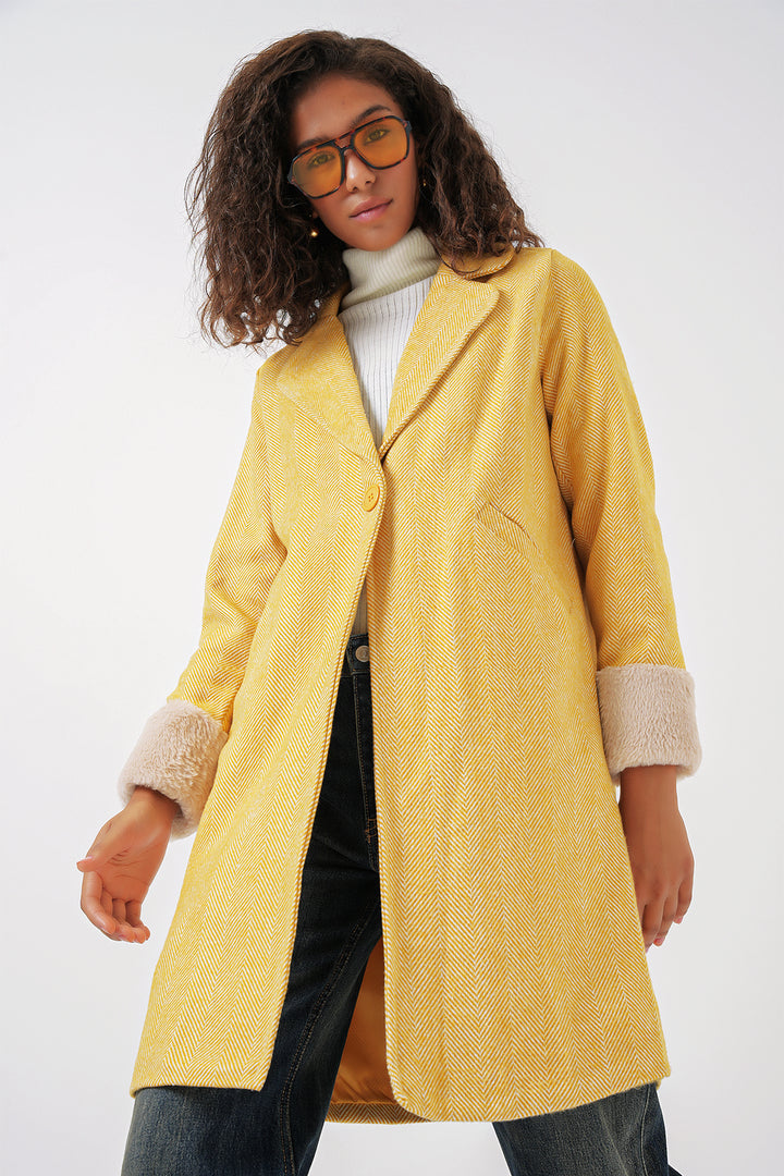 BGD Women Fishbone Stamp Coat - B.Yellow - Pico Rivera