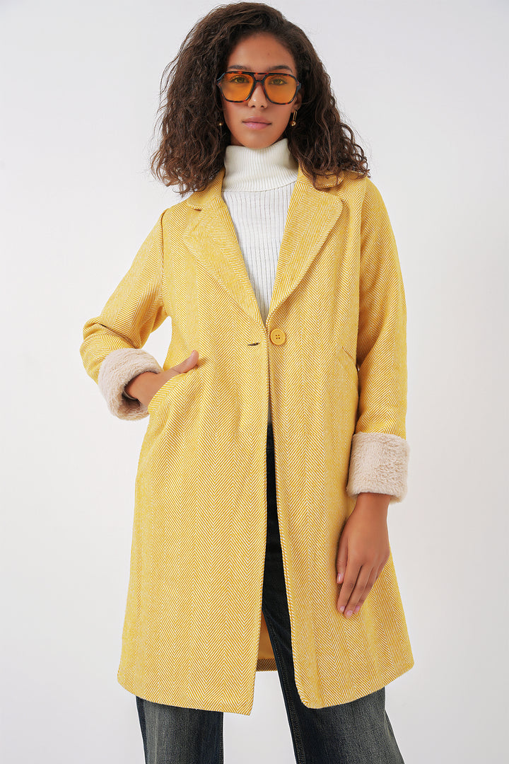 BGD Women Fishbone Stamp Coat - B.Yellow - Pico Rivera