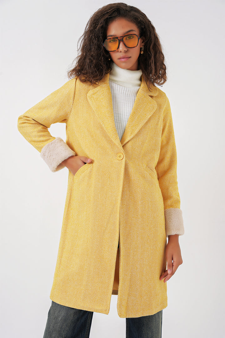 BGD Women Fishbone Stamp Coat - B.Yellow - Pico Rivera