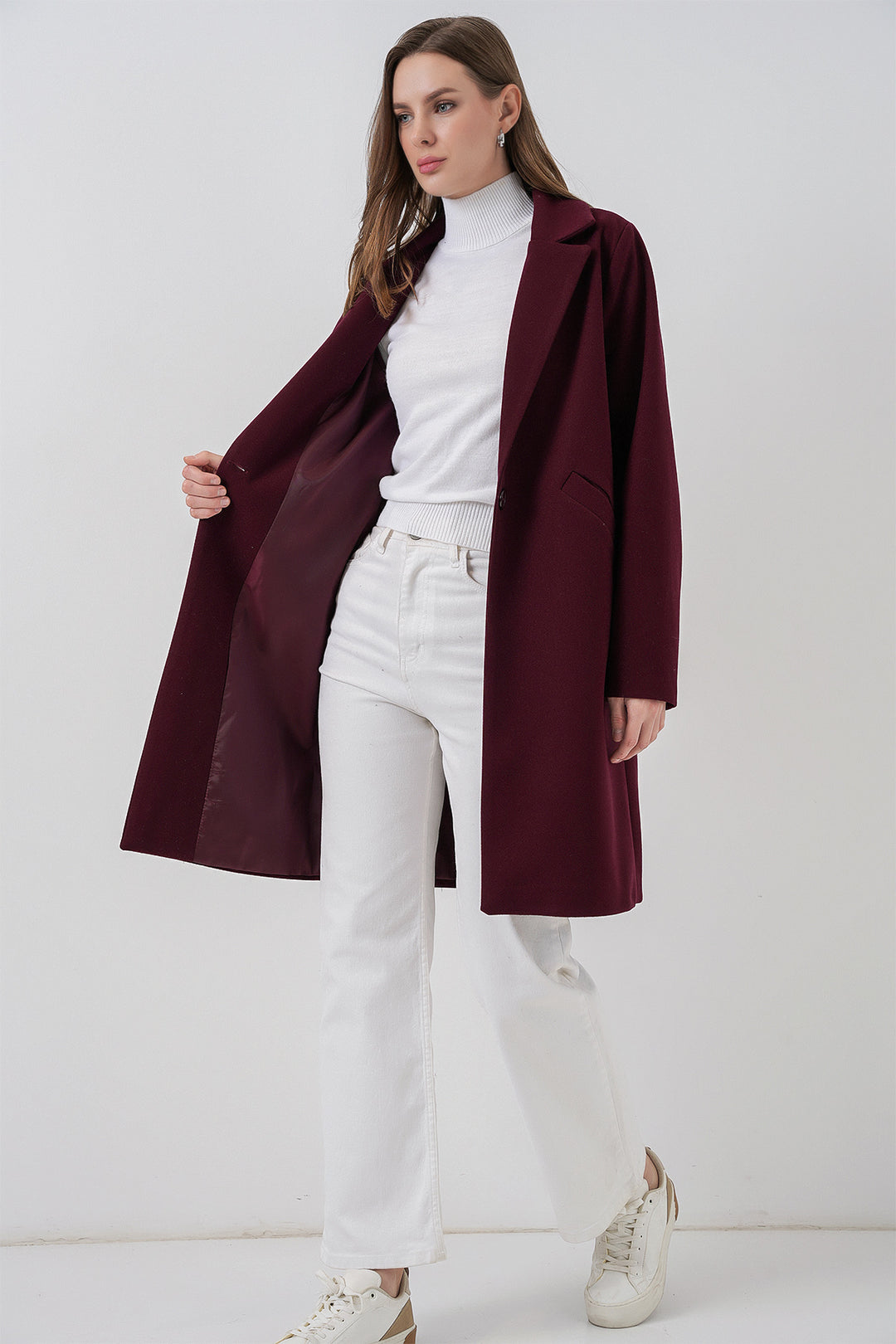 BGD Women Stamp Coat - Burgundy - Thessaloníki