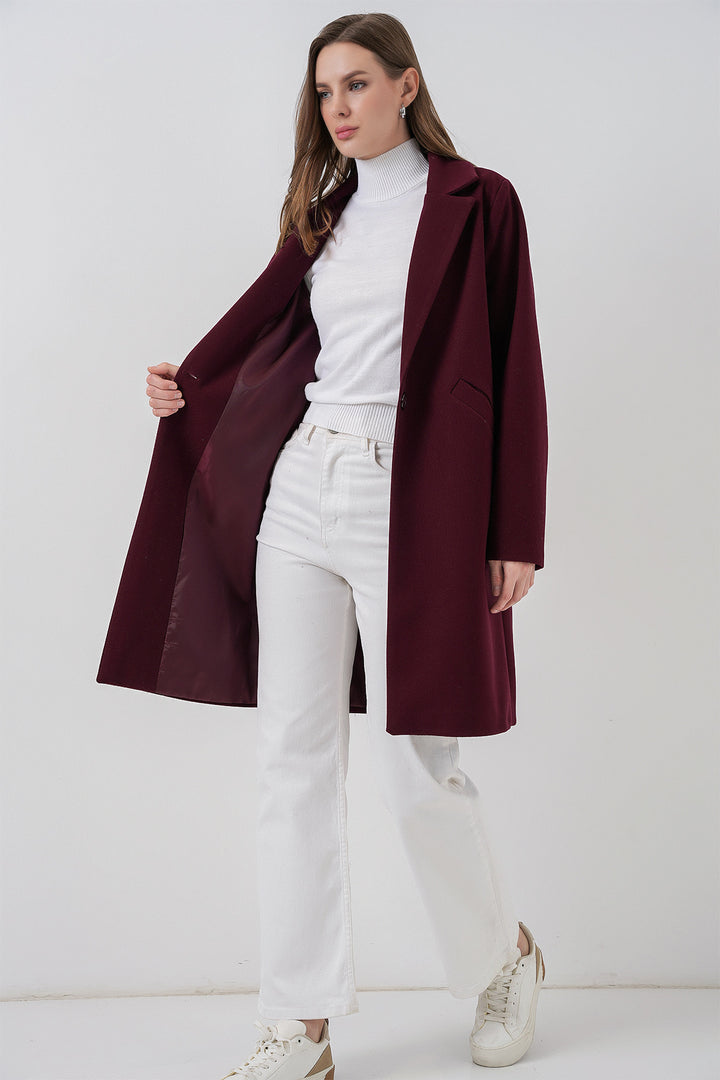 BGD Women Stamp Coat - Burgundy - Thessaloníki
