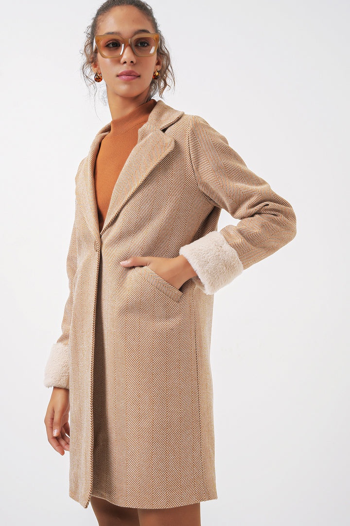 BGD Women Fishbone Stamp Coat - Camel - Louisville