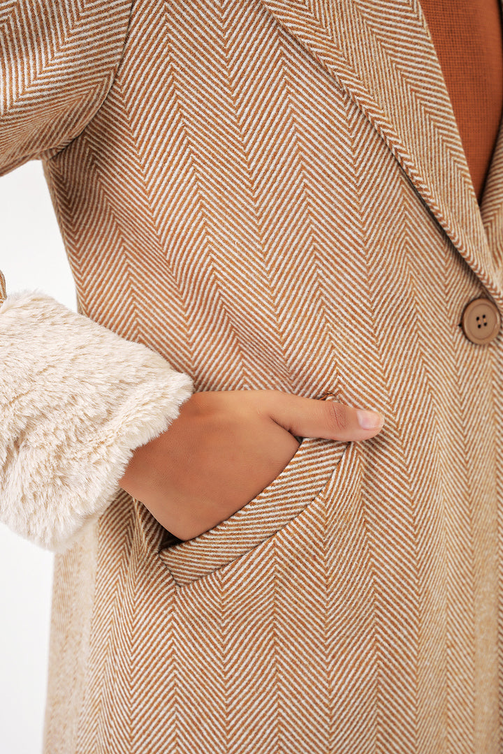 BGD Women Fishbone Stamp Coat - Camel - Louisville