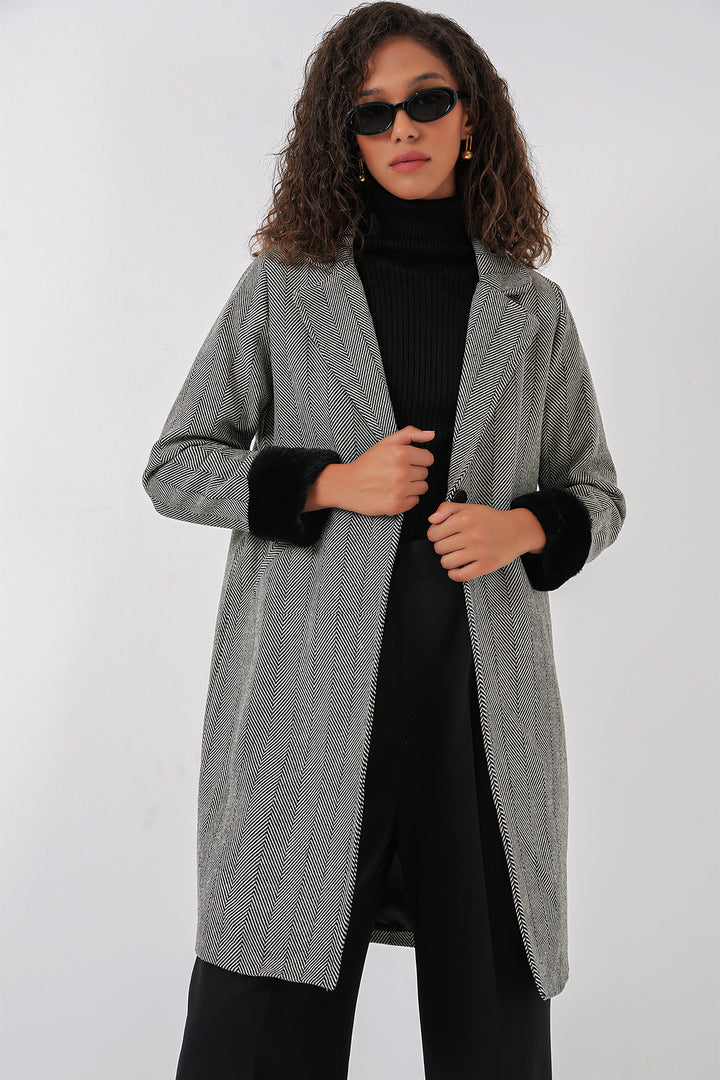 BGD Women Fishbone Stamp Coat - Dark Black - Lake Ridge