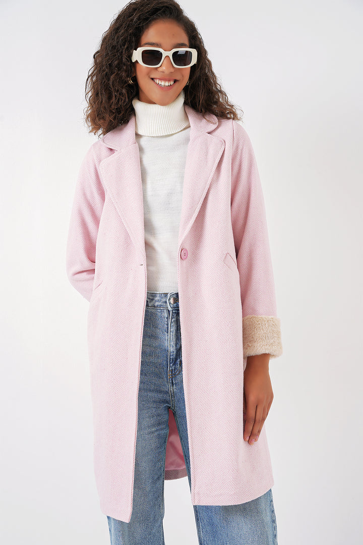 BGD Women Fishbone Stamp Coat - Powder - Monreale