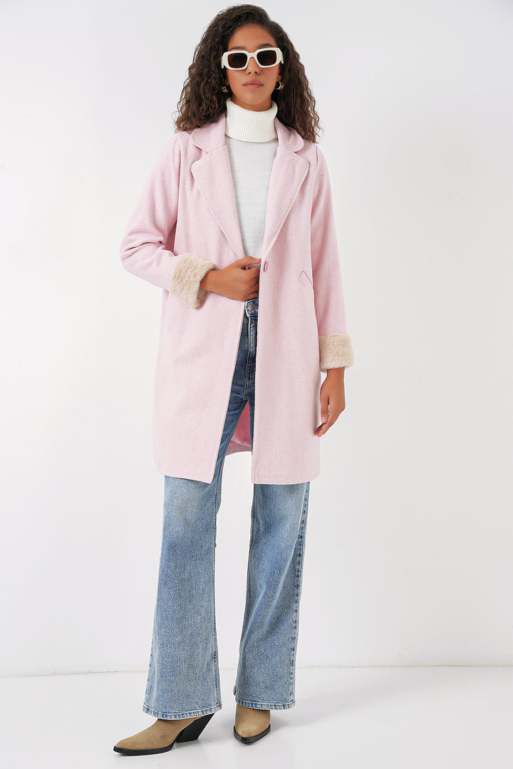 BGD Women Fishbone Stamp Coat - Powder - Monreale