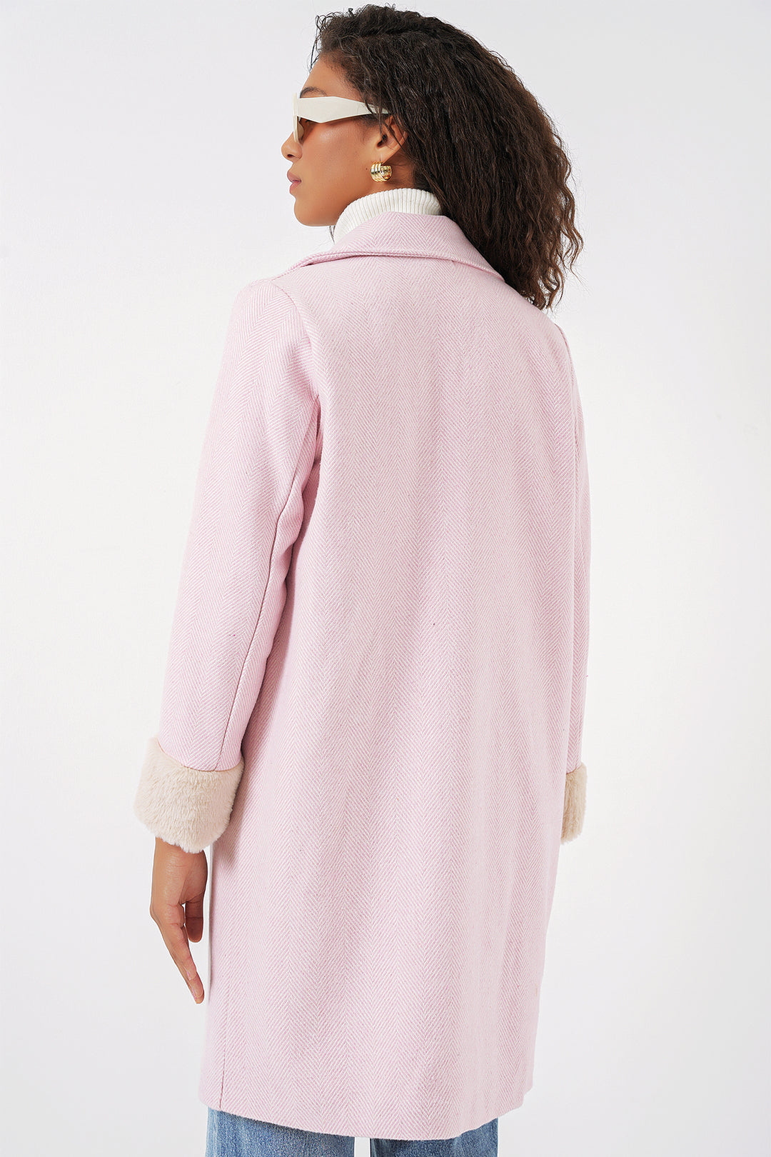 BGD Women Fishbone Stamp Coat - Powder - Monreale
