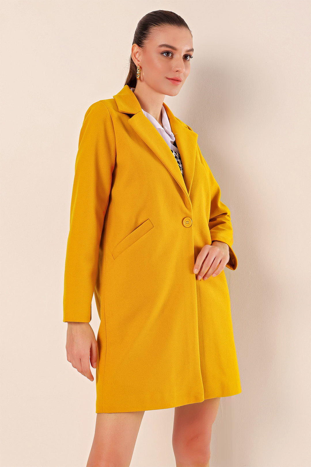 BGD Women Kaşe Kaban - Sarı - Barletta