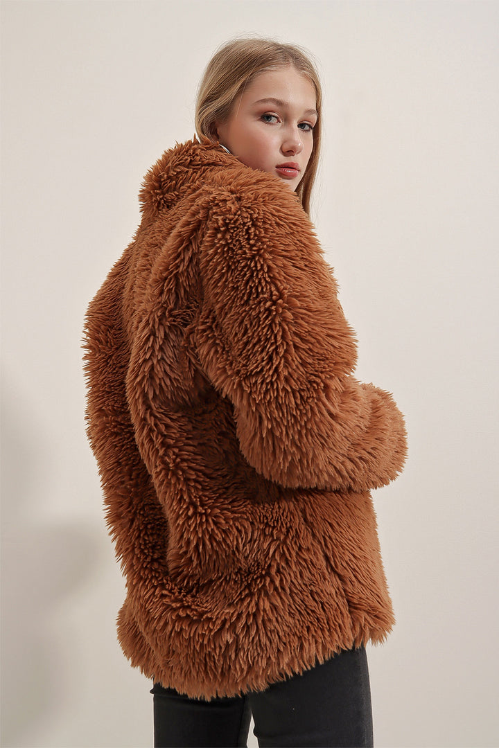 BGD Women Plush Coat - Brown - Horad Zhodzina
