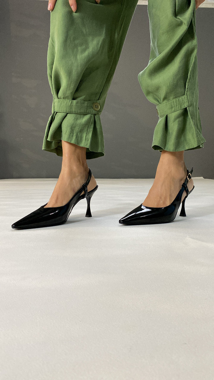 DSM Laser Black Patent Leather Low Heel Women's Shoe - Casalecchio di Reno