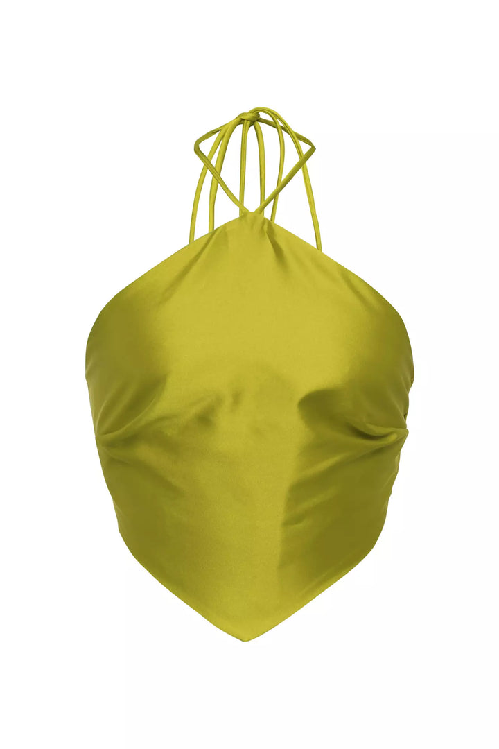 FRV Peanut green satin sleeveless crop top - Kirkland