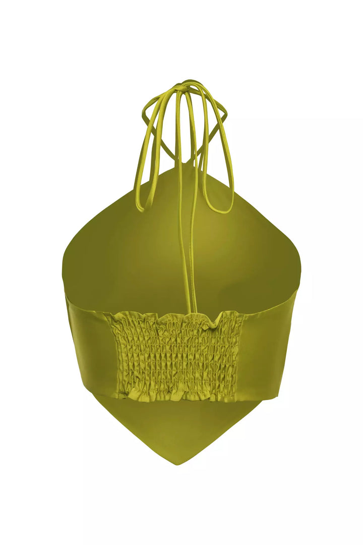 FRV Peanut green satin sleeveless crop top - Kirkland