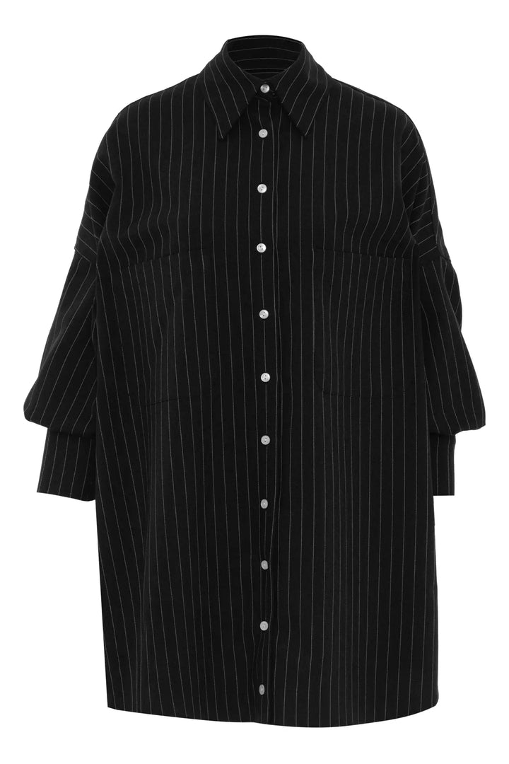 FRV Black woven long sleeve long shirt - Figueira da Foz
