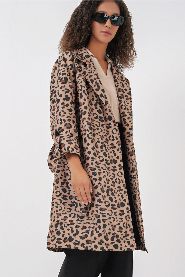 BGD Women Double-Breasted Collar Lined Trench Coat - Dark Brown - Monroe